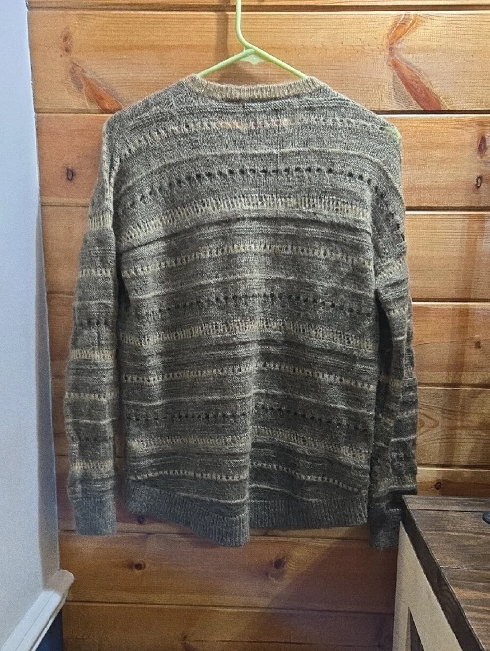 Banana Republic Men's Heritage Olive-Tone Openwork Crewneck Sweater Wool XS 0720
